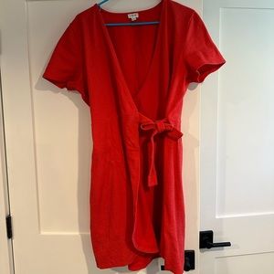 J Crew “wrap” dress. Orange/red. XL. EUC.